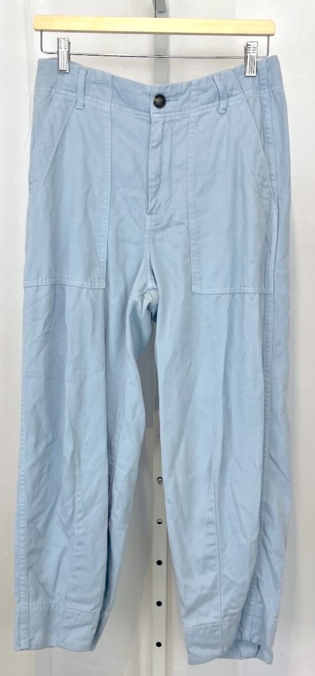 EVERLANE The Utility Pants Buttersoft Zip Fly Barrel Leg Lyocell Chambray Blue 4